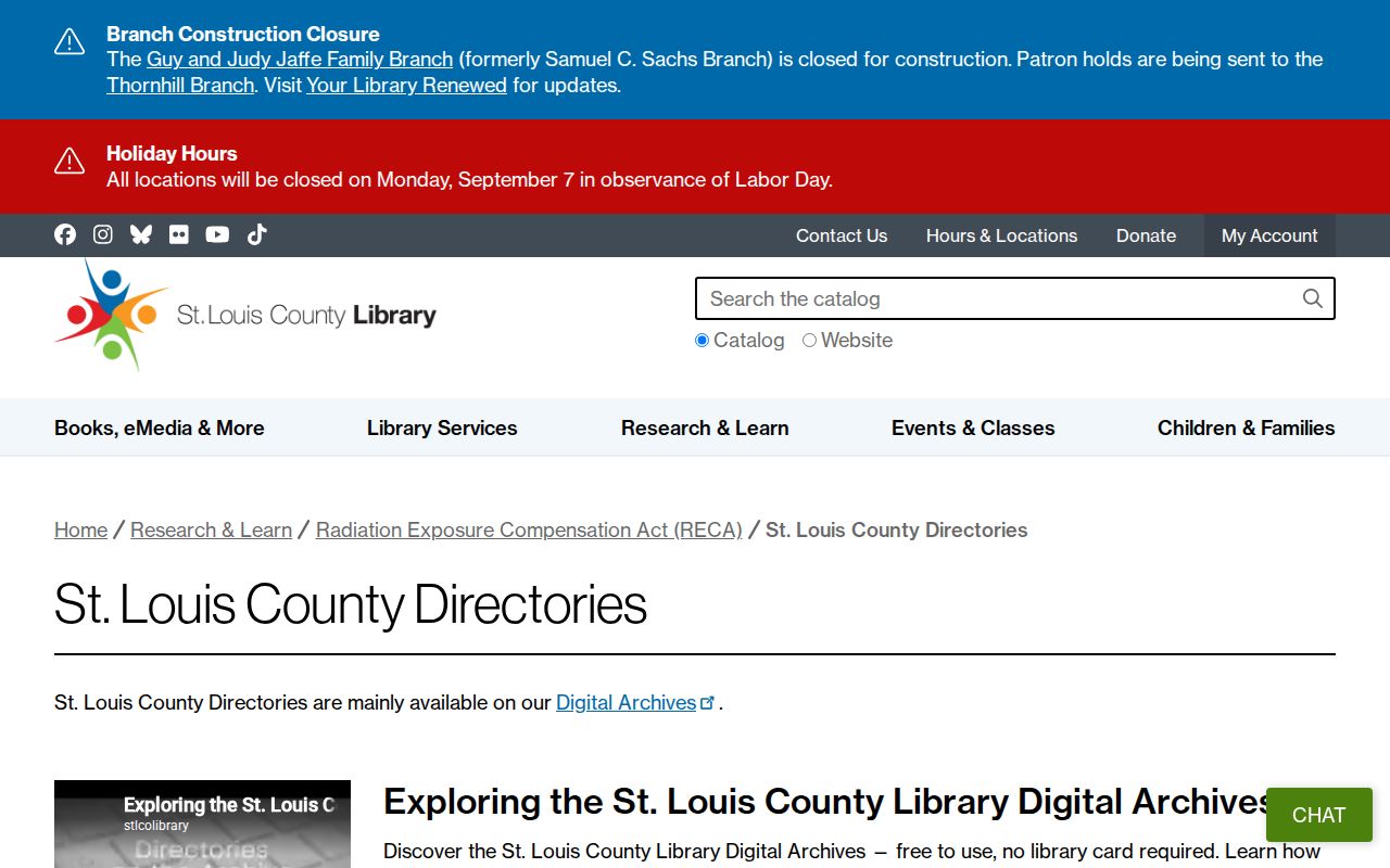 Hazelwood city directory access through the St. Louis County Library directory archive