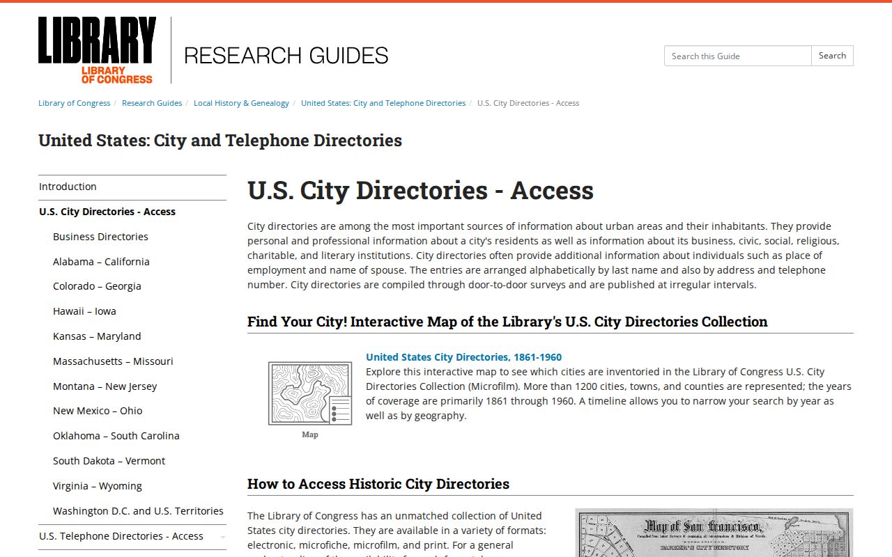 Hazelwood city directory research using the Library of Congress city-directory guide