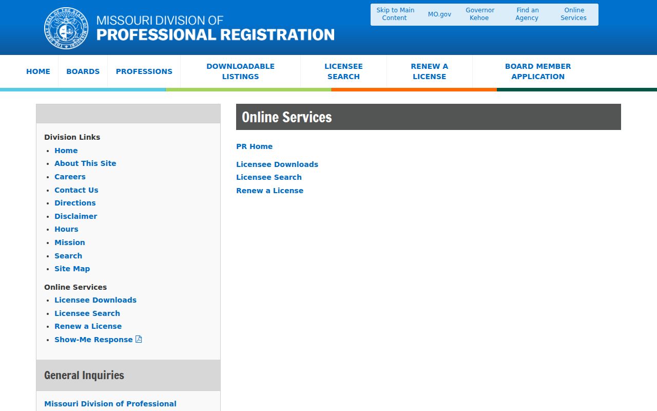 Hazelwood resident records directory Missouri professional registration gateway