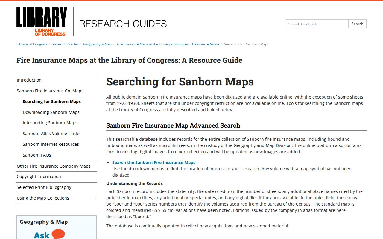 Hazelwood previous residents research using the Library of Congress Sanborn map guide
