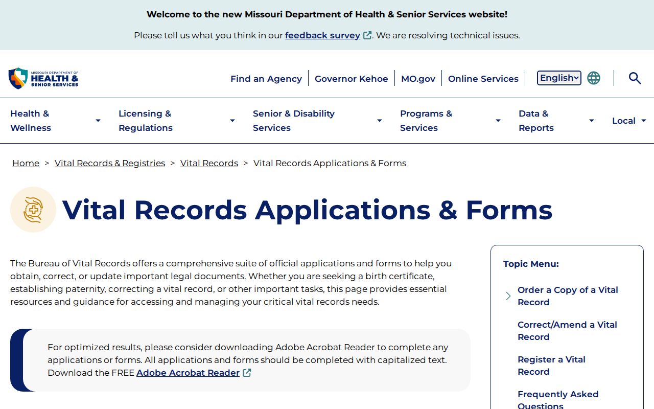 Hazelwood resident lookup Missouri vital record forms