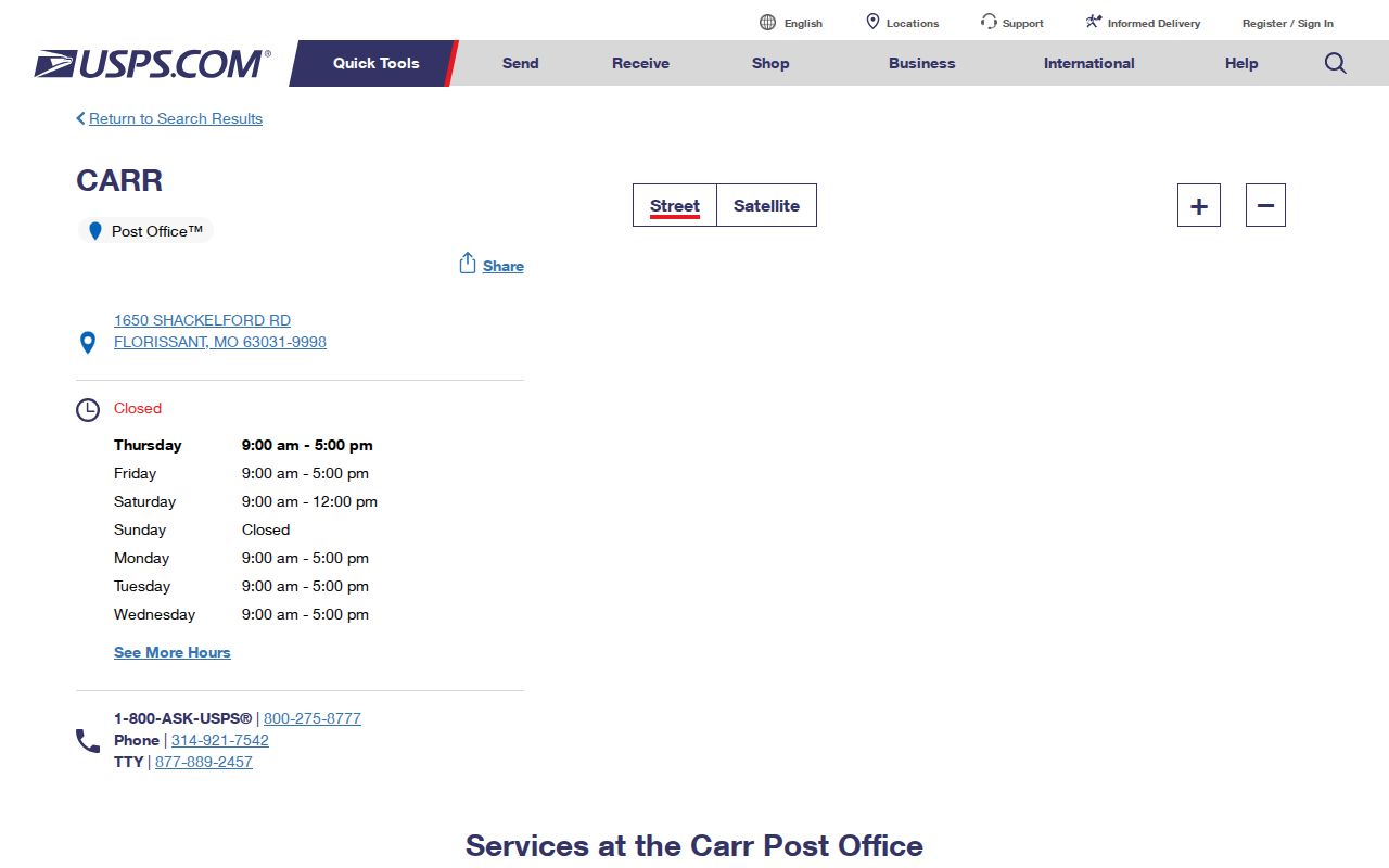 Hazelwood ZIP code directory 63031 Carr Post Office result